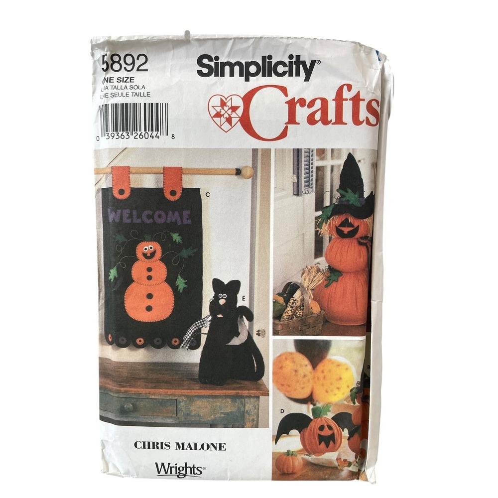 Simplicity Sewing Pattern 5892 Unisex OS Multi Halloween Felt Decor Crafts Uncut